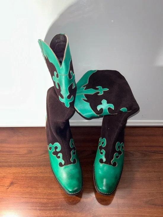 NWOT Corkys Elite Brand Suede & Leather Western Boots - Picture 8 of 11